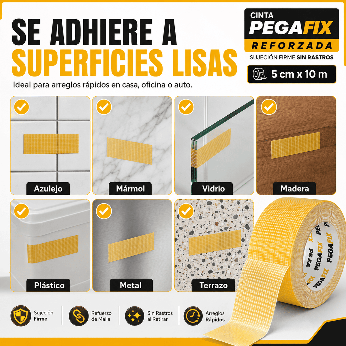 🧷 Cinta PegaFix Reforzada - Sujeción Firme Sin Rastros ✨