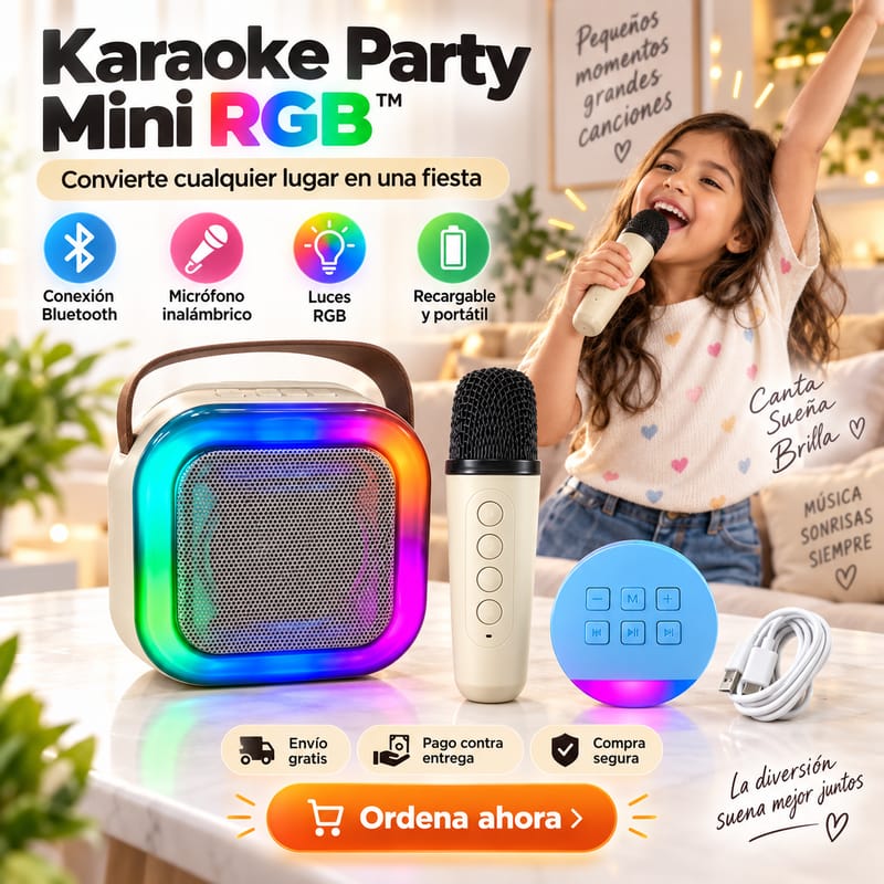 Mini Karaoke RGB con Micrófono inalambrico🥳🎤 - El 🎁 Regalo Perfecto!