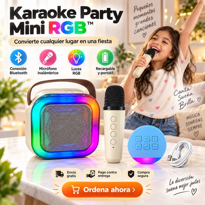 Mini Karaoke RGB con Micrófono inalambrico🥳🎤 - El 🎁 Regalo Perfecto!