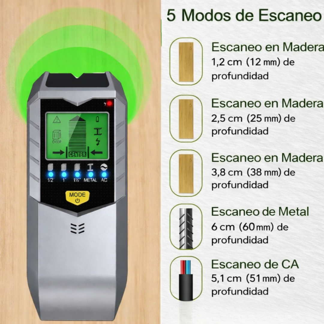 🔎 Detector de Pared Multimaterial 5 en 1🛠️ - Trabaja Sin Riesgos