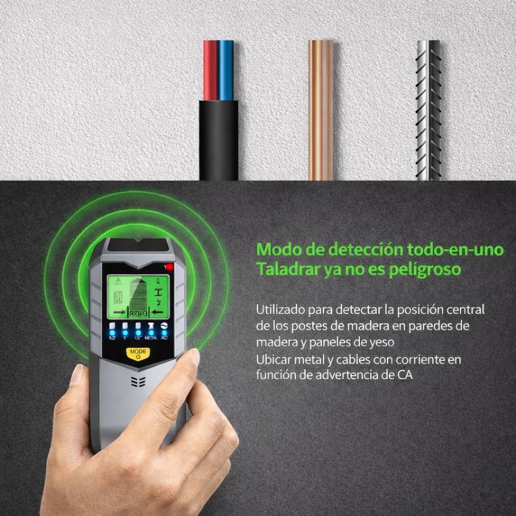 🔎 Detector de Pared Multimaterial 5 en 1🛠️ - Trabaja Sin Riesgos