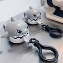 Llavero de plástico con diseño de tiburón mordedor, pez grande come pez pequeño, con cuerda para tirar, divertido, de dibujos animados, pequeño regalo, colgante, sin número de modelo