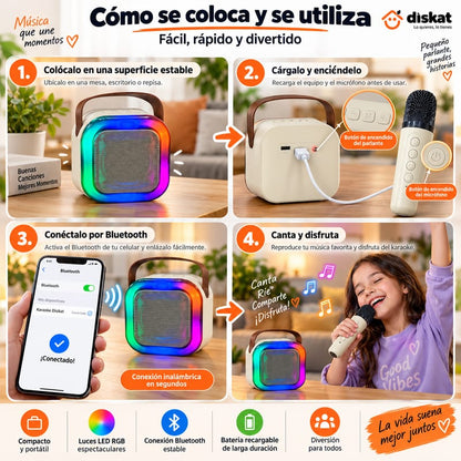 Mini Karaoke RGB con Micrófono inalambrico🥳🎤 - El 🎁 Regalo Perfecto!