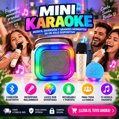Mini Karaoke RGB con Micrófono inalambrico🥳🎤 - El 🎁 Regalo Perfecto!